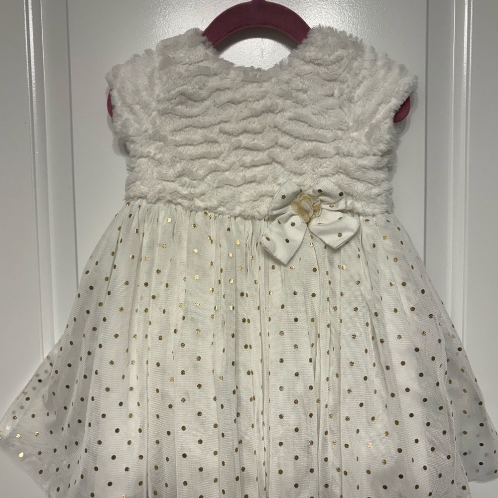 Little Me Gold and White Dress